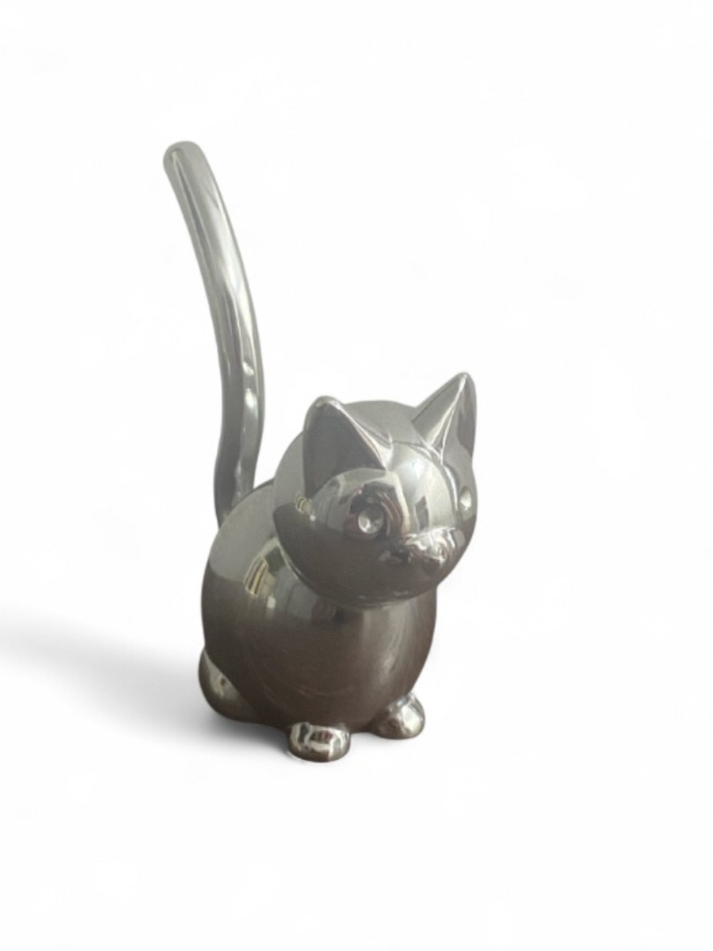Cat Figurine Ring Holder - Silver